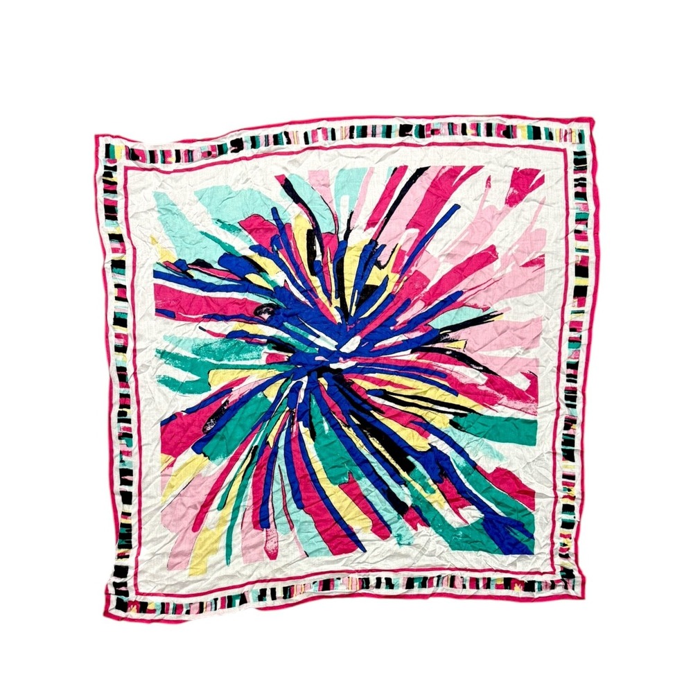 Chicos Square‎ Scarf 37x37" Multicolor Artsy Color Burst Printed Boho